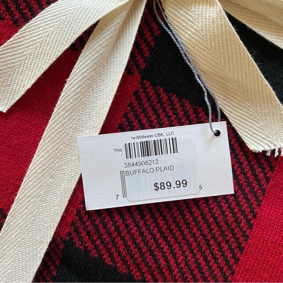 NWT Buffalo Plaid Knit Cotton Holiday Christmas Throw Blanket Black Red - Picture 4 of 4